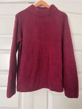 St. John's Bay Plush Mock Neck Sweater in Deep Wine